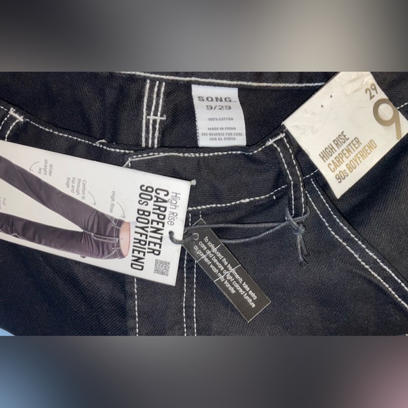NWT SONG  JEAN BLACK HIGH RISE CANPERTER 80’ BOYFRIEND SIZE 9/29 jr - Picture 2 of 9